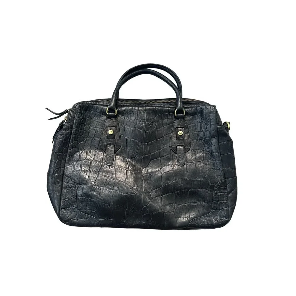 MARGOT Leather Animal Print Embosserd Satchel Handbag - Picture 3 of 9